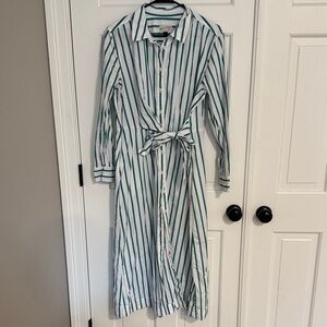 Universal Thread White Dress with Green Stripes